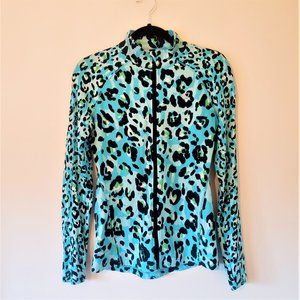Lorna Jane Leopard Print Sports Jacket Blue